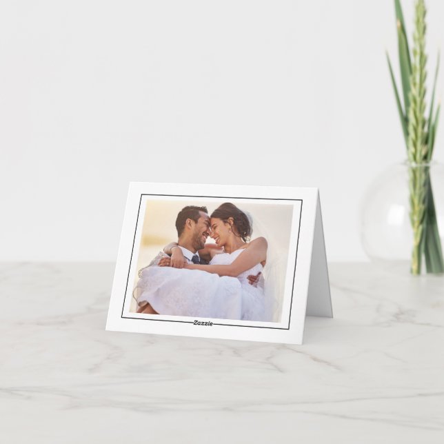 Einfache Minimalistische Foto-Rahmen Hochzeit Viel Dankeskarte (Rückseite)
