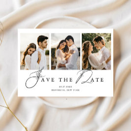 Einfache Minimalistische Fotocollage Hochzeit Save The Date