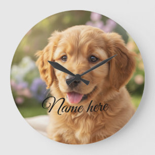 Einfache minimalistische Fotovorlage für Hund Katz Große Wanduhr