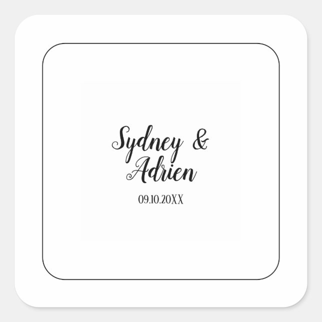 Einfache Minimalistische Frame Wedding Umschlag Au Quadratischer Aufkleber (Vorderseite)