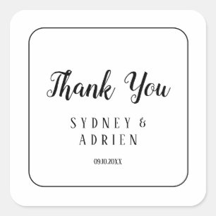 Einfache Minimalistische Frame Wedding Vielen Dank Quadratischer Aufkleber