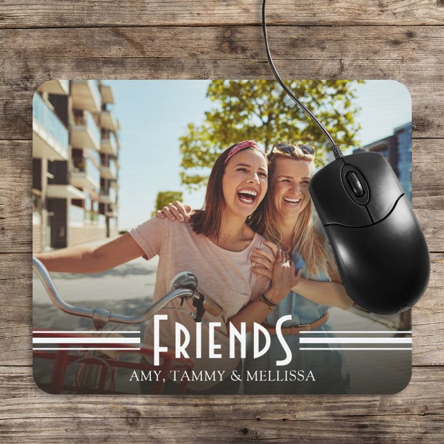 Einfache Minimalistische Freunde Foto Kalligrafie  Mousepad (Von Creator hochgeladen)