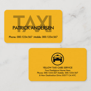 Einfache minimalistische gelbe Taxibeschilderung Visitenkarte