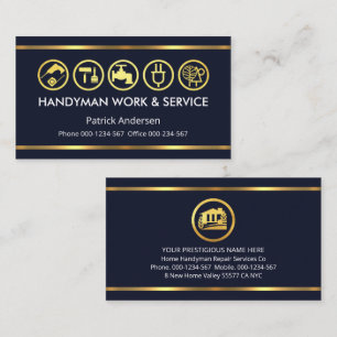 Einfache Minimalistische Gold Handyman Tools Line Visitenkarte