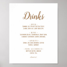Einfache Minimalistische|Gold Wedding Drinks Menü  Poster