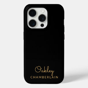 Einfache Minimalistische Goldbezeichnung Schwarz Case-Mate iPhone Hülle