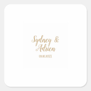 Einfache minimalistische Goldene Hochzeit Briefums Quadratischer Aufkleber