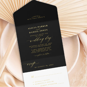 Einfache minimalistische Goldfolie All-in-One-Einladung