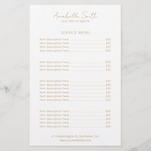 Einfache Minimalistische Goldpreisliste