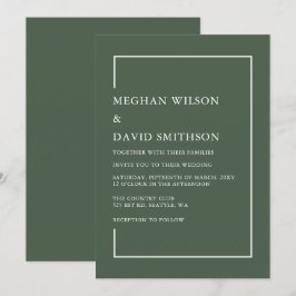 Einfache Minimalistische Grüne Moderne Hochzeit Einladung