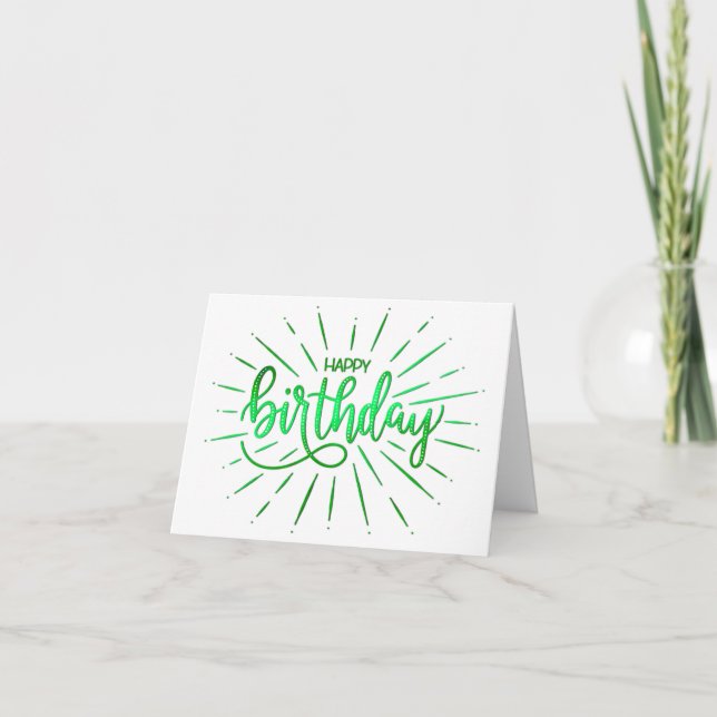 Einfache Minimalistische grüne Spotty Happy Birthd Karte (Vorderseite)