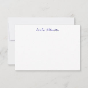 Einfache minimalistische handgeschriebene blaue Ka Dankeskarte