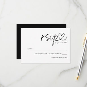 Einfache minimalistische handgeschriebene Skript-H RSVP Karte