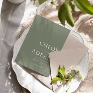 Einfache Minimalistische Hellgrüne Hochzeit Einladung