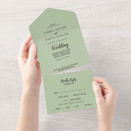 Einfache Minimalistische Hochzeit All In One Einladung