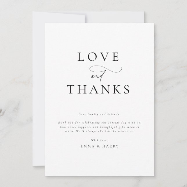 Einfache Minimalistische Hochzeit Dankeschön-Karte Einladung (Vorderseite)