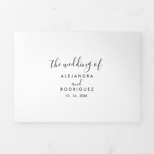 Einfache Minimalistische Hochzeit Dreifach Gefaltete Einladung (Cover)