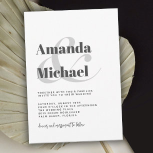 Einfache Minimalistische Hochzeit Einladung