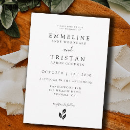 Einfache Minimalistische Hochzeit Einladung