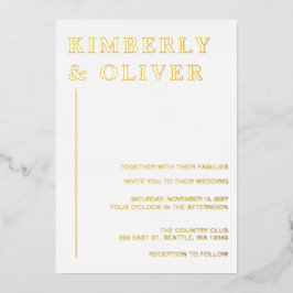 Einfache Minimalistische Hochzeit Folieneinladung