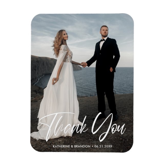Einfache Minimalistische Hochzeit Foto Vielen Dank Magnet (Vertikal)