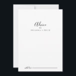 Einfache Minimalistische Hochzeit Hinweiskarte<br><div class="desc">Diese einfache, minimalistische Hochzeitsberatungskarte ist perfekt für eine moderne Hochzeit. Das einfache und elegante Design zeichnet sich durch klassische und extravagante Schriftzeichen in Schwarz und Weiß aus. Diese Karten sind ideal für Hochzeiten, Brautparty, Babydusche, Graduiertenfest u.v.m. Personalisieren Sie die Karten mit den Namen der Braut und Bräutigam, den Eltern, die...</div>