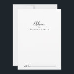 Einfache Minimalistische Hochzeit Hinweiskarte<br><div class="desc">Diese einfache, minimalistische Hochzeitsberatungskarte ist perfekt für eine moderne Hochzeit. Das einfache und elegante Design zeichnet sich durch klassische und extravagante Schriftzeichen in Schwarz und Weiß aus. Diese Karten sind ideal für Hochzeiten, Brautparty, Babydusche, Graduiertenfest u.v.m. Personalisieren Sie die Karten mit den Namen der Braut und Bräutigam, den Eltern, die...</div>