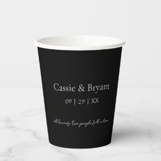 Einfache Minimalistische Hochzeit in Schwarz und W Pappbecher