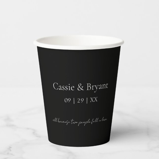 Einfache Minimalistische Hochzeit in Schwarz und W Pappbecher (Vorderseite)