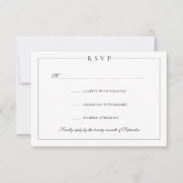 Einfache Minimalistische Hochzeit in Schwarz und W RSVP Karte