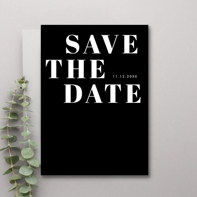 Einfache Minimalistische Hochzeit in Schwarz und W Save The Date (Front)