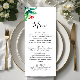 Einfache Minimalistische Hochzeit in tropischer Ve Menükarte