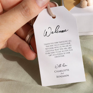Einfache Minimalistische Hochzeit in Urlaubsort Wi Geschenkanhänger