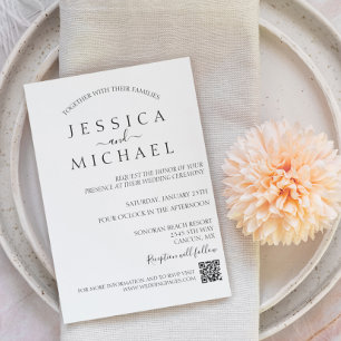 Einfache Minimalistische Hochzeit Minimal QR Code Einladung