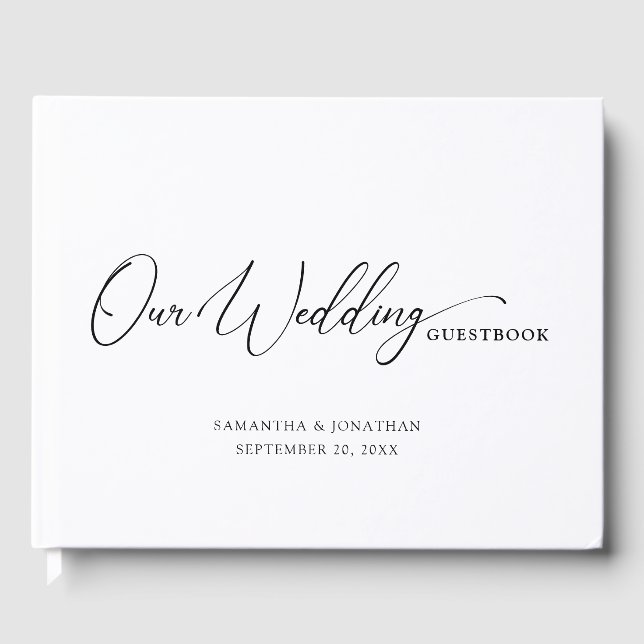 Einfache Minimalistische Hochzeit mit elegantem Sk Gästebuch (Vorderseite)