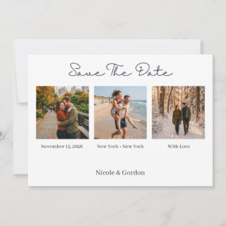 Einfache Minimalistische Hochzeit mit Fotos Save The Date