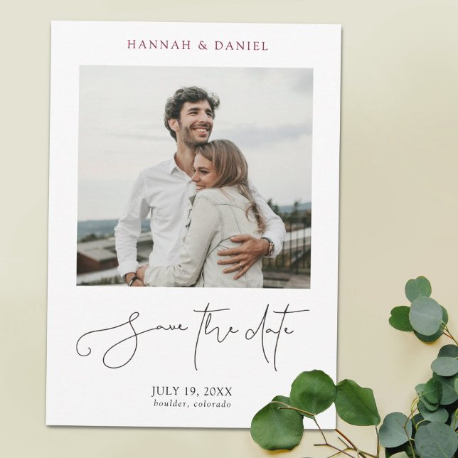 Einfache Minimalistische Hochzeit mit modernen Fot Save The Date (Von Creator hochgeladen)