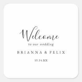 Einfache Minimalistische Hochzeit Quadratischer Aufkleber