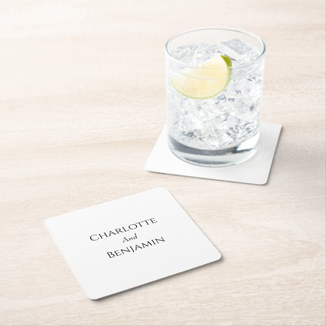 Einfache Minimalistische Hochzeit Rechteckiger Pappuntersetzer (Vor Ort)