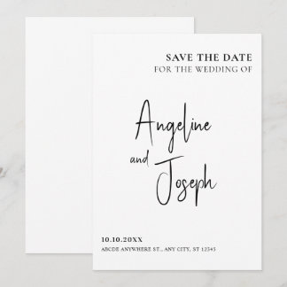 Einfache minimalistische Hochzeit Save The Date