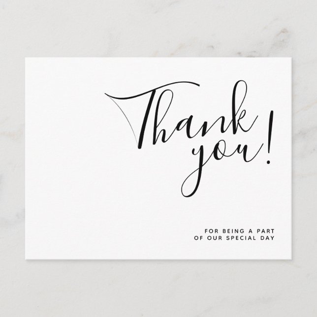 Einfache Minimalistische Hochzeit Vielen Dank Post Postkarte (Vorderseite)