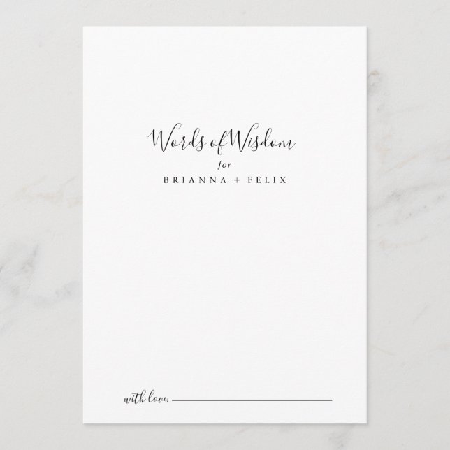Einfache Minimalistische Hochzeiten Hinweiskarte (Vorderseite)