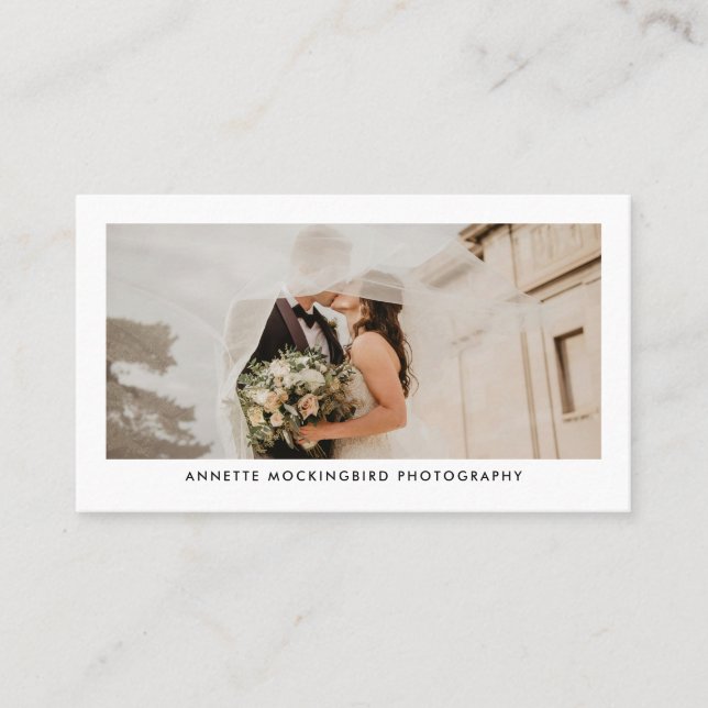Einfache Minimalistische Hochzeitfotografie Visitenkarte (Vorderseite)