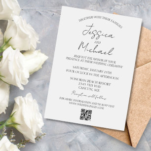 Einfache Minimalistische Hochzeitminimale QR-UAWG Einladung