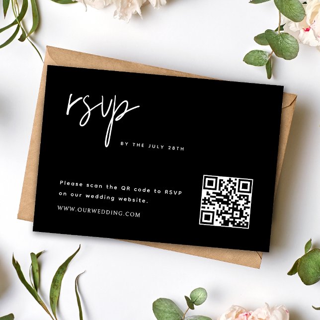 Einfache Minimalistische HochzeitQR-Code RSVP Karte (Von Creator hochgeladen)