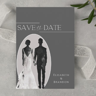 Einfache minimalistische Hochzeits-Wasserfarben-Si Save The Date