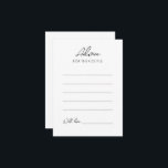 Einfache Minimalistische Hochzeitsberatungskarte Hinweiskarte<br><div class="desc">Diese einfache,  minimalistische Hochzeitsberatungskarte ist perfekt für Ihre elegante,  moderne Hochzeit. Dieses Design ist mit schwarzem,  einfachem Drehbuch auf einem neutralen,  hellweißen Hintergrund ausgestattet,  um Ihre klassische traditionelle Hochzeit oder minimalistische Hochzeit im Frühling,  Sommer,  Herbst oder Winter. Gerne stehen wir Ihnen für Fragen zu diesem Design zur Verfügung.</div>