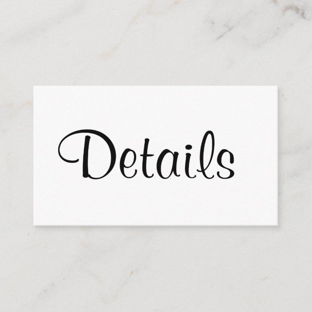 Einfache Minimalistische Hochzeitsdetails Begleitkarte (Vorderseite)