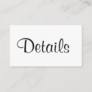 Einfache Minimalistische Hochzeitsdetails Begleitkarte