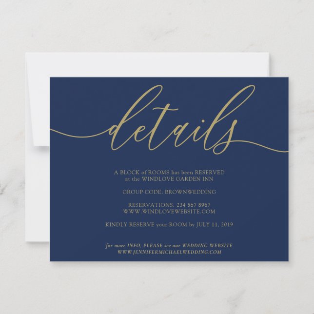 Einfache Minimalistische Hochzeitsdetails RSVP Karte (Vorderseite)